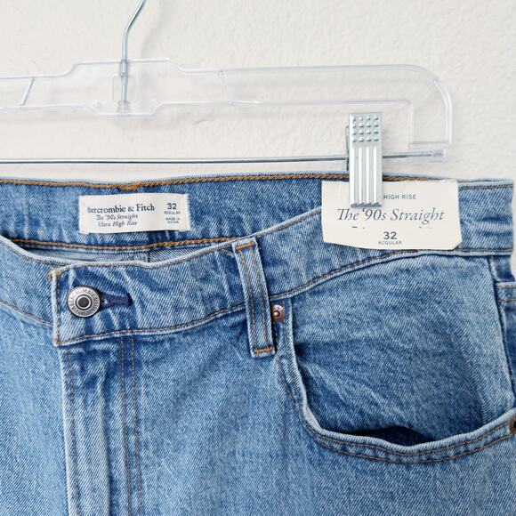 [Abercrombie & Fitch] High Rise The 90s Straight Medium Tonal Jeans NWT Sz 32 14 - Picture 10 of 11